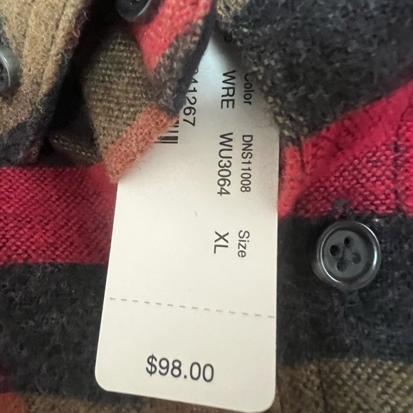New with tags, J.Crew flannel shirt with brown suede elbow patches - Picture 4 of 4